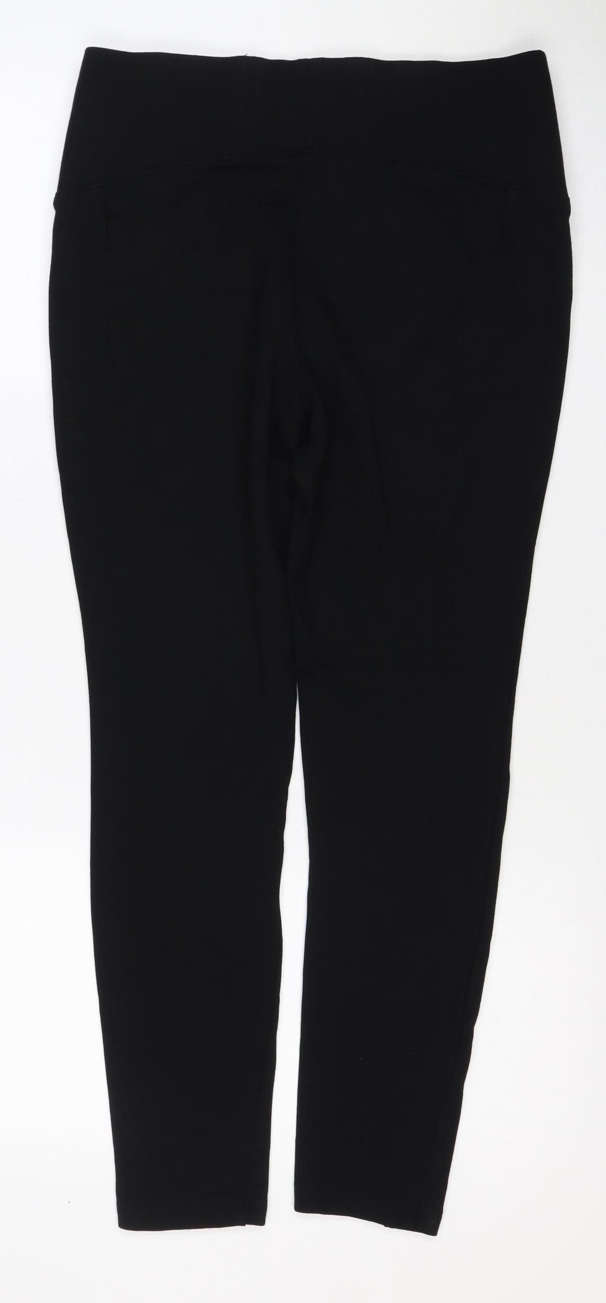 Marks & Spencer Women Black UK 12 Tapered Stretch Trousers