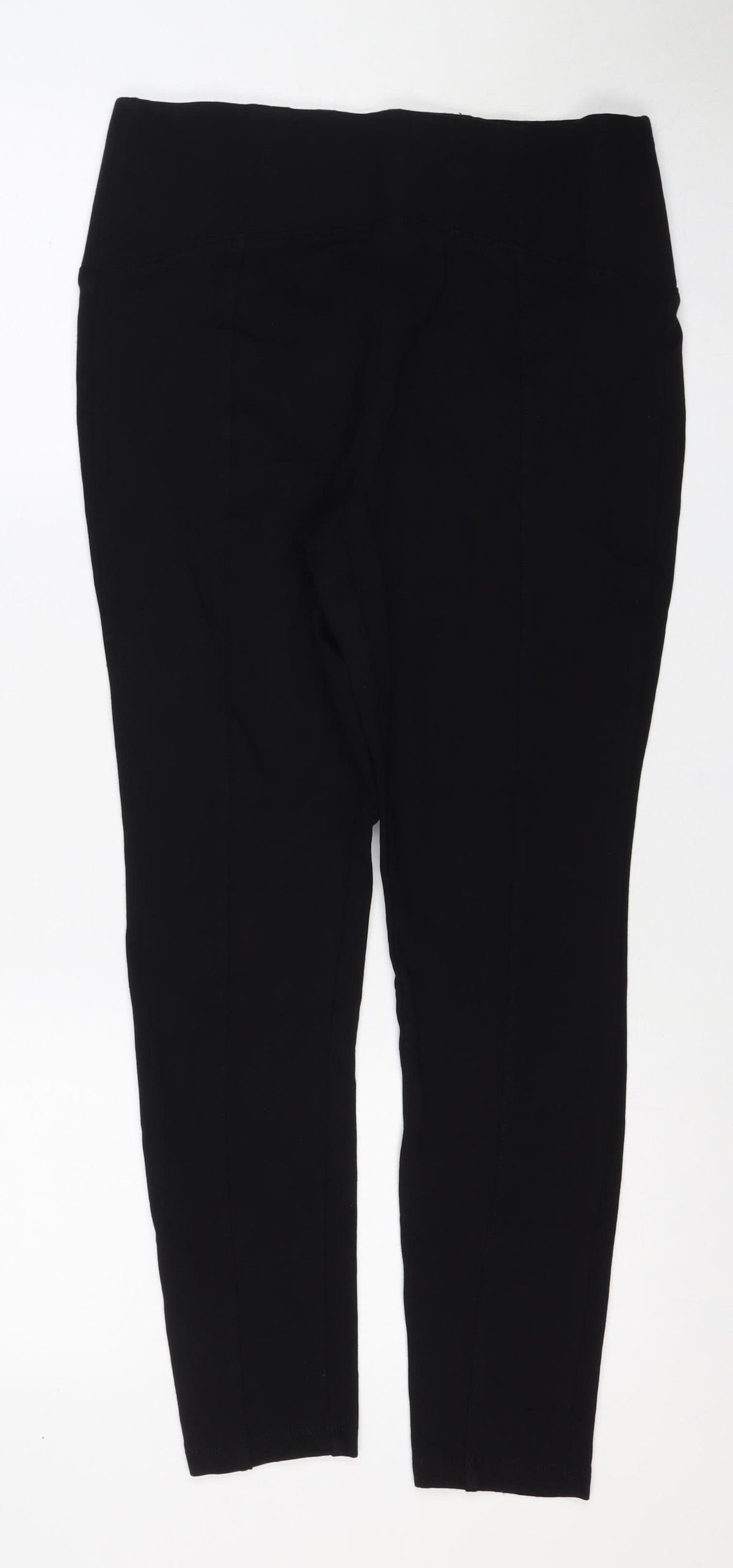 Marks & Spencer Women Black UK 12 Tapered Stretch Trousers