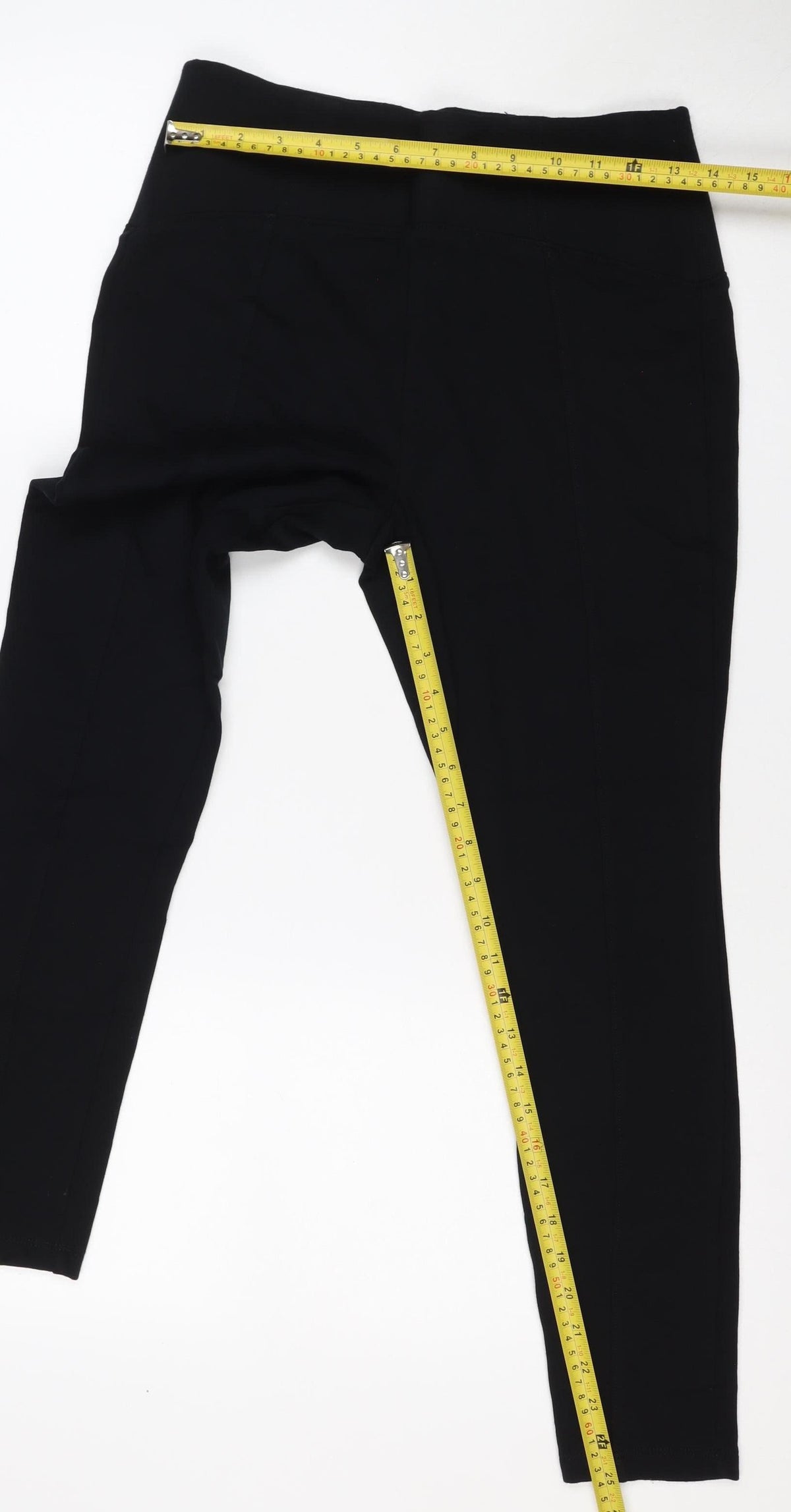 Marks & Spencer Women Black UK 12 Tapered Stretch Trousers
