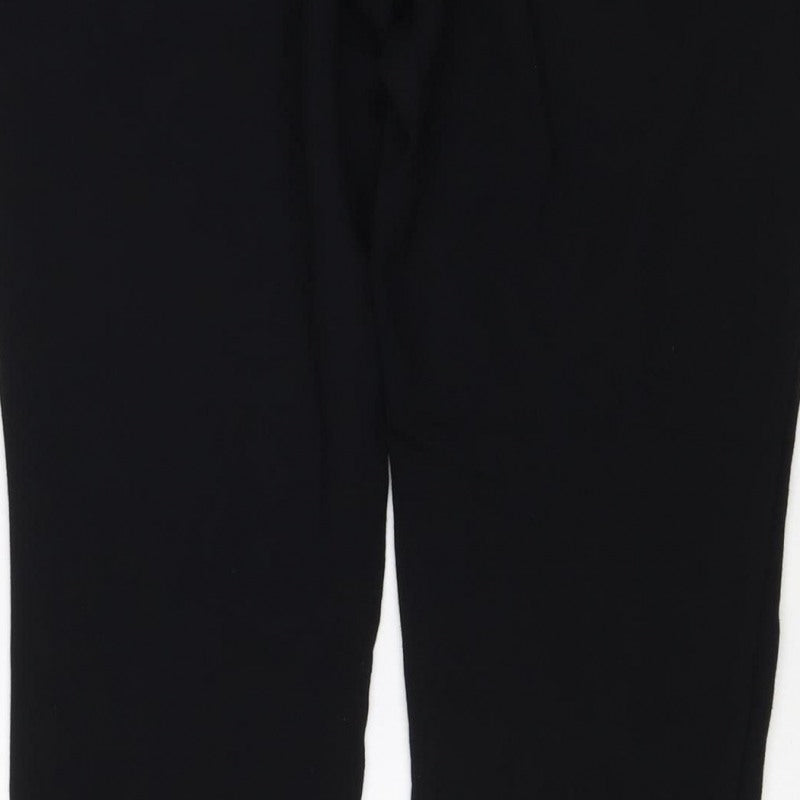 Marks & Spencer Women Black UK 12 Tapered Stretch Trousers