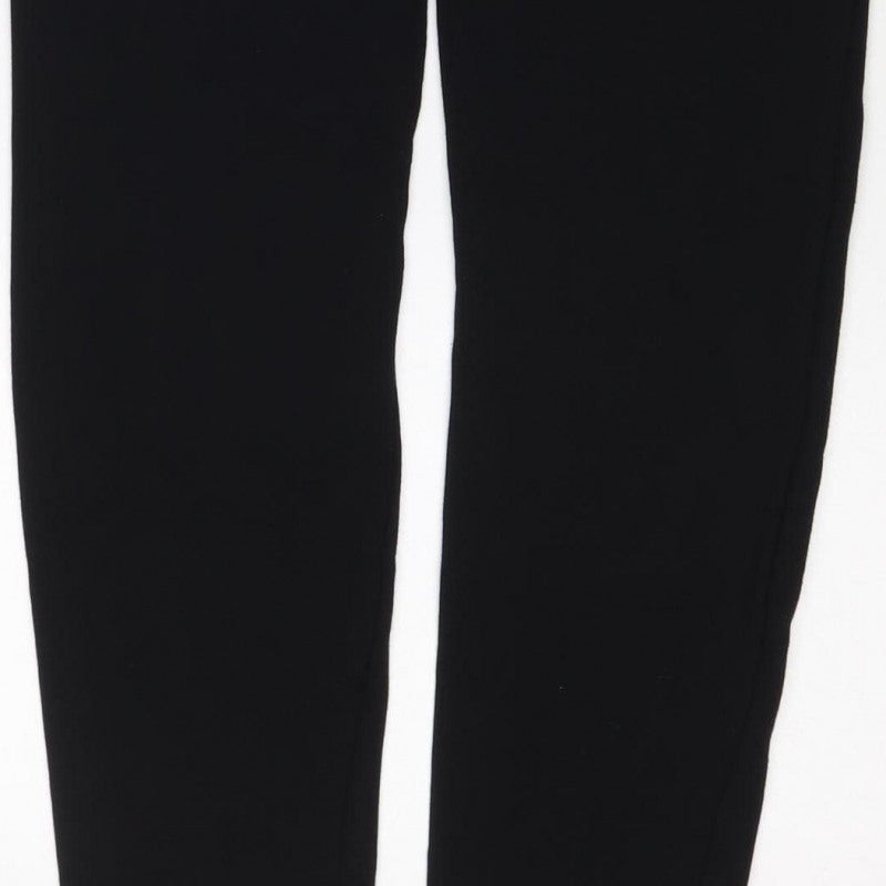 Marks & Spencer Women Black UK 12 Tapered Stretch Trousers