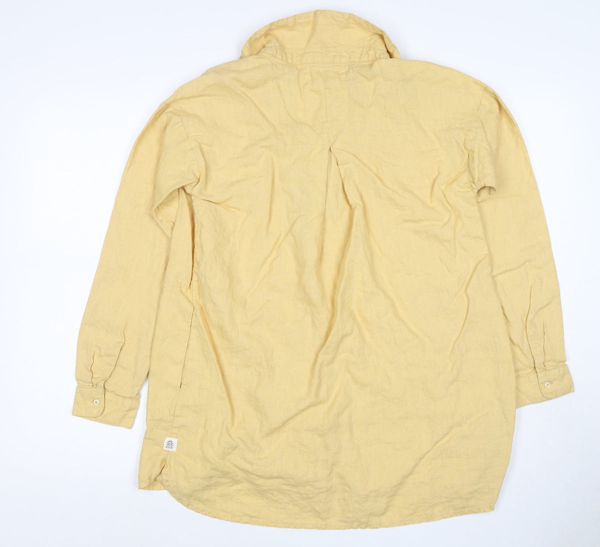 FatFace Women Yellow Size 6 Linen Wrap Collared Long Sleeve Blouse