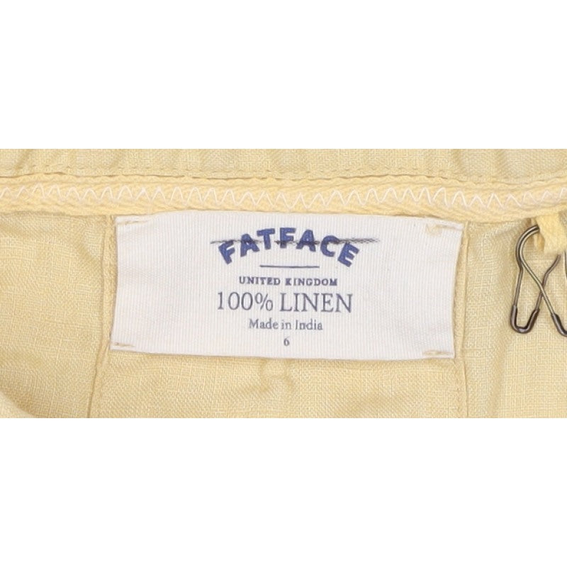 FatFace Women Yellow Size 6 Linen Wrap Collared Long Sleeve Blouse