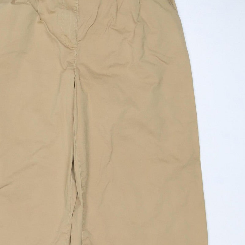 Marks & Spencer Women Beige UK 12 Regular Straight Chino Trousers