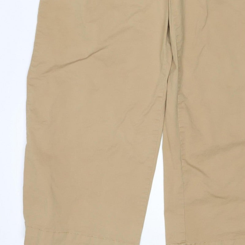Marks & Spencer Women Beige UK 12 Regular Straight Chino Trousers