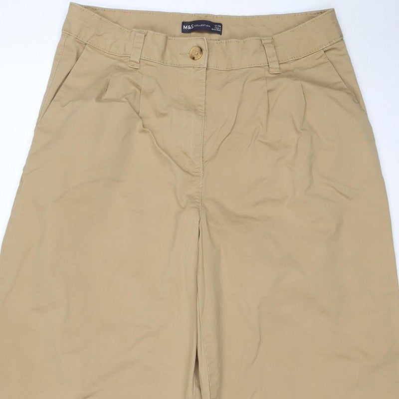 Marks & Spencer Women Beige UK 12 Regular Straight Chino Trousers