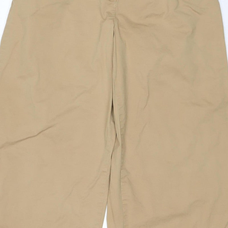 Marks & Spencer Women Beige UK 12 Regular Straight Chino Trousers