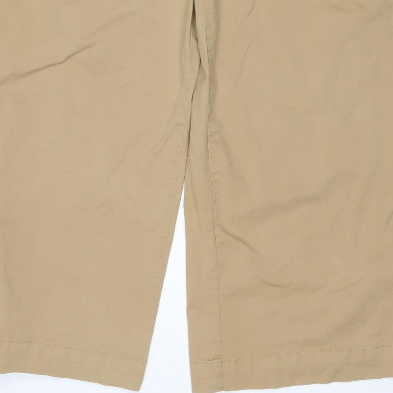 Marks & Spencer Women Beige UK 12 Regular Straight Chino Trousers