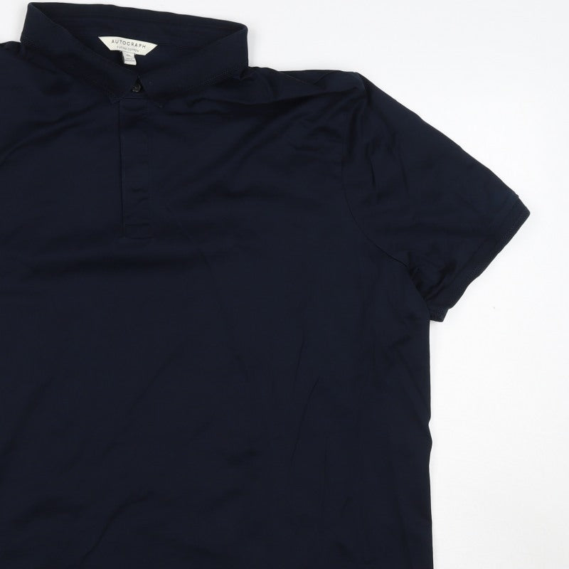 Autograph Men’s Navy Blue 3XL Supima Cotton Button-Down Polo Shirt
