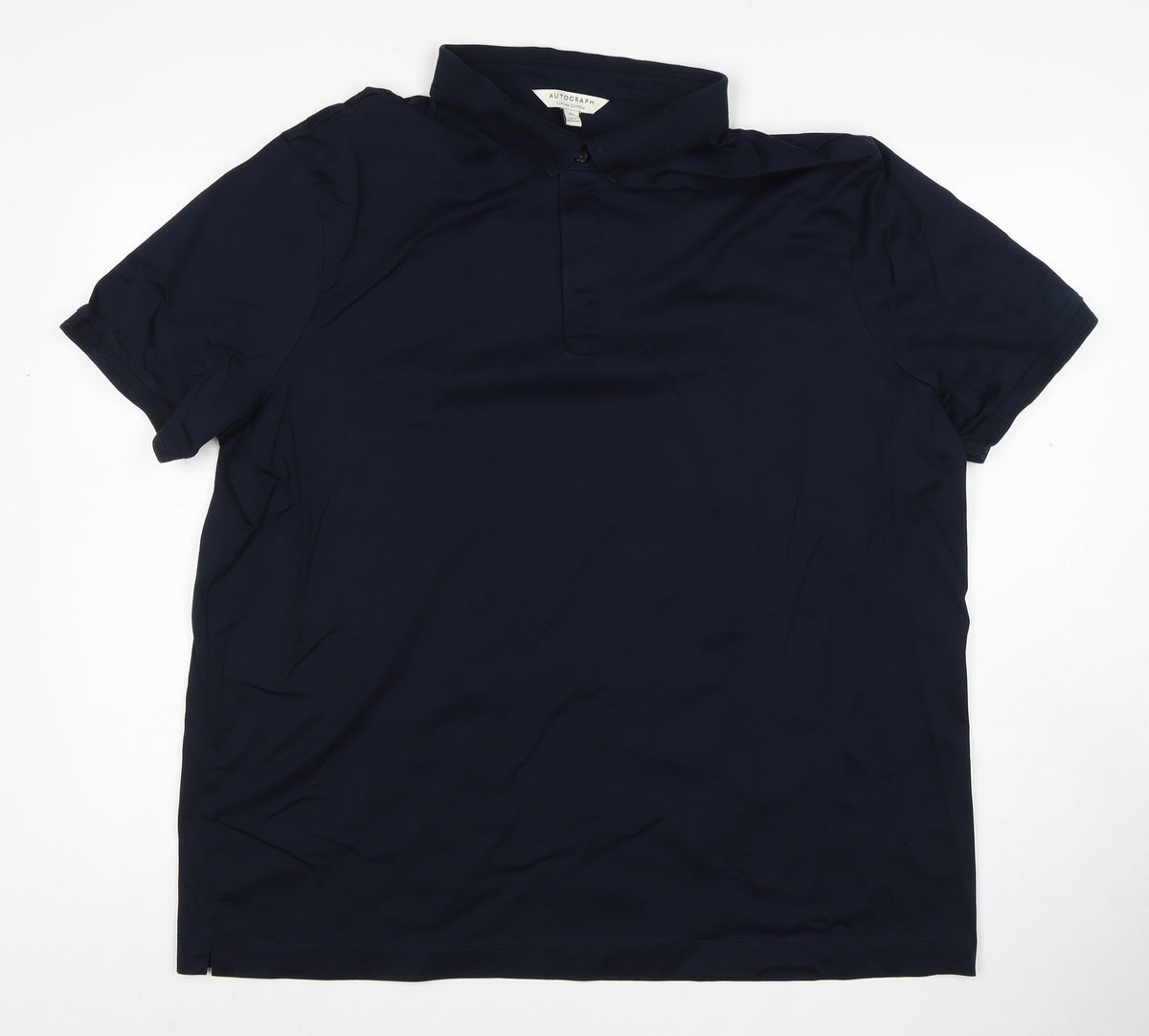 Autograph Men’s Navy Blue 3XL Supima Cotton Button-Down Polo Shirt