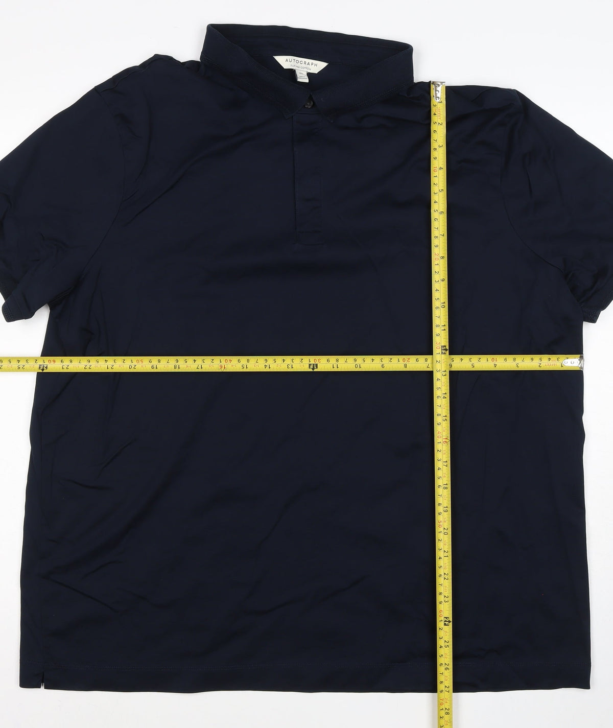 Autograph Men’s Navy Blue 3XL Supima Cotton Button-Down Polo Shirt
