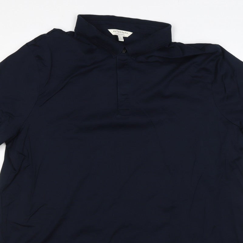 Autograph Men’s Navy Blue 3XL Supima Cotton Button-Down Polo Shirt