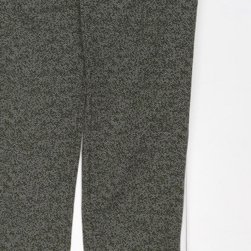 Marks and Spencer Women Green Size 12 Herringbone Tapered Joggers
