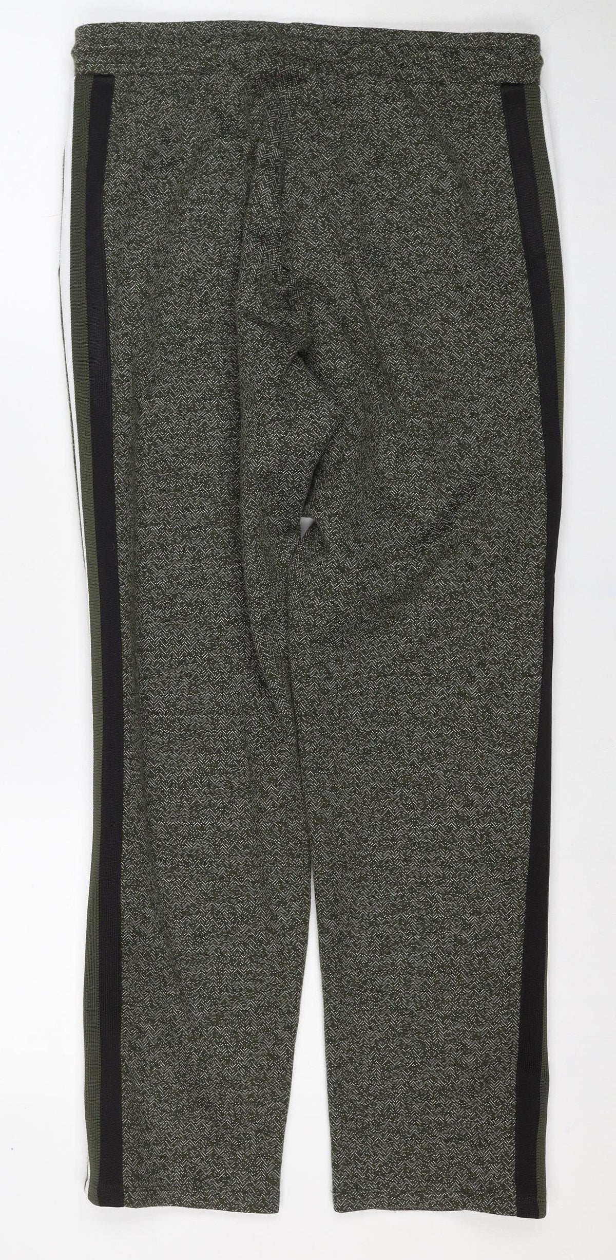 Marks and Spencer Women Green Size 12 Herringbone Tapered Joggers
