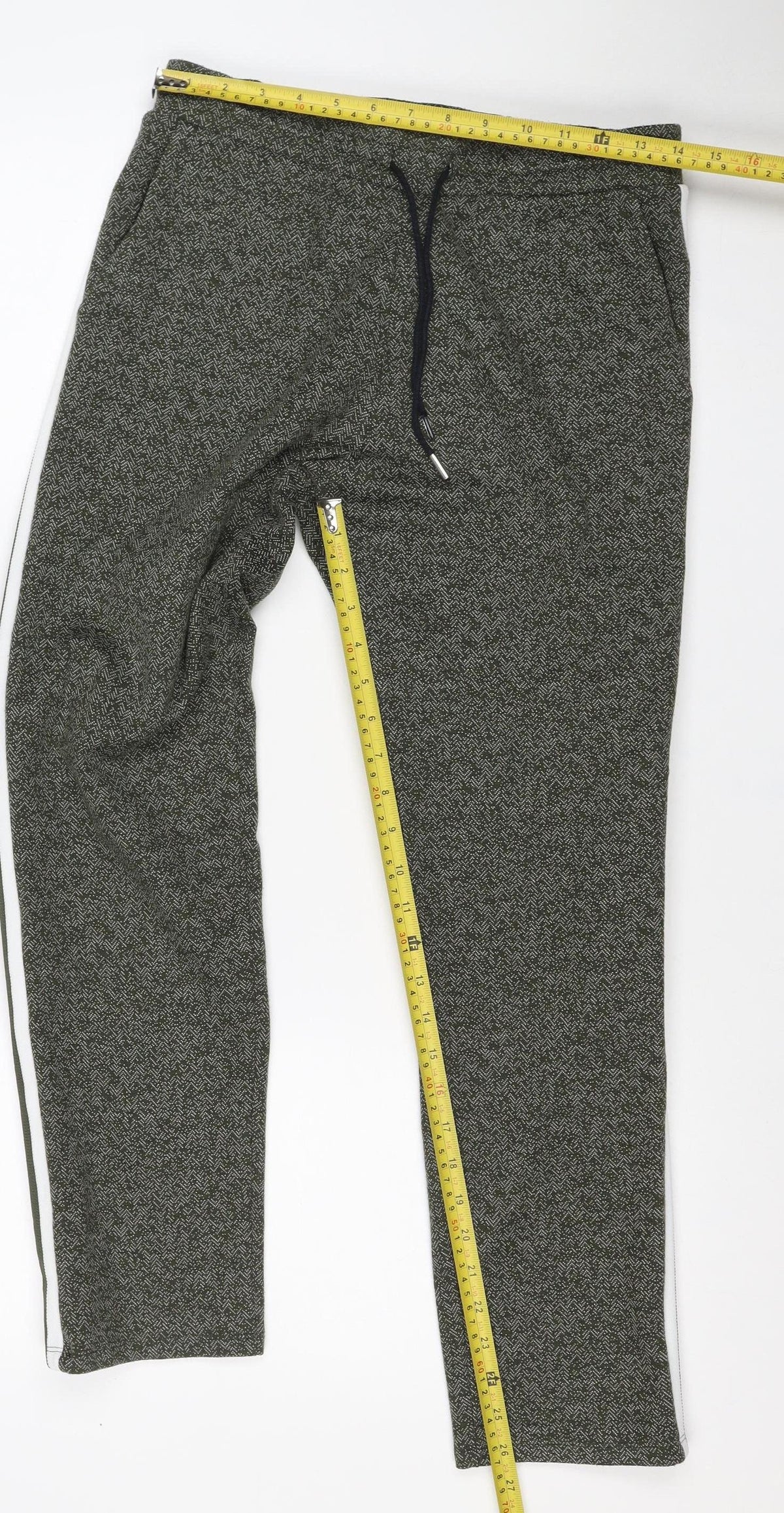 Marks and Spencer Women Green Size 12 Herringbone Tapered Joggers