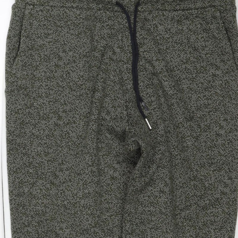 Marks and Spencer Women Green Size 12 Herringbone Tapered Joggers