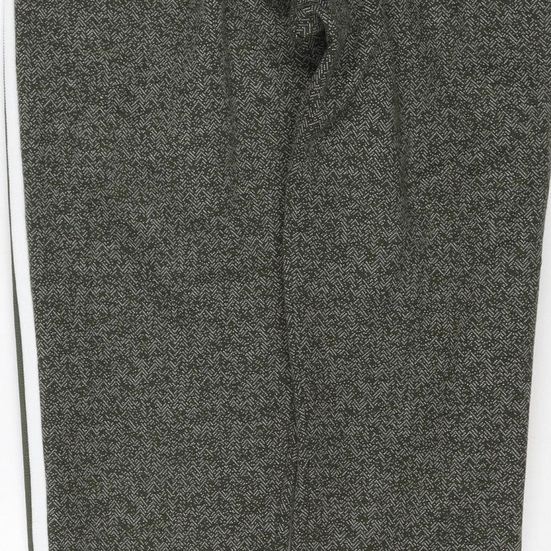Marks and Spencer Women Green Size 12 Herringbone Tapered Joggers