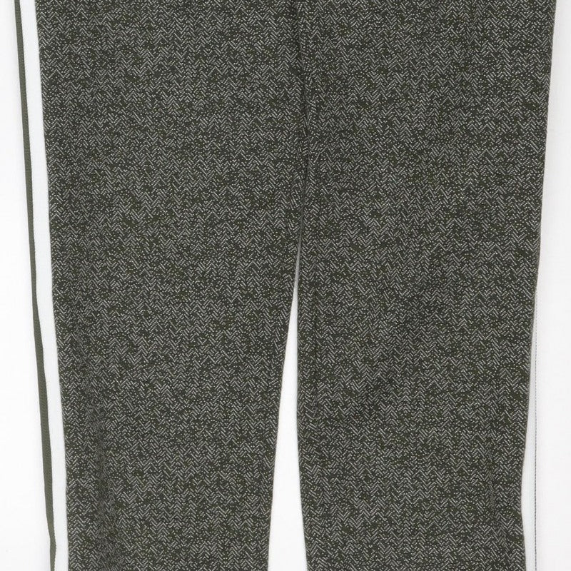 Marks and Spencer Women Green Size 12 Herringbone Tapered Joggers
