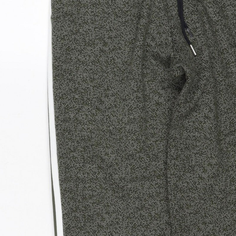 Marks and Spencer Women Green Size 12 Herringbone Tapered Joggers