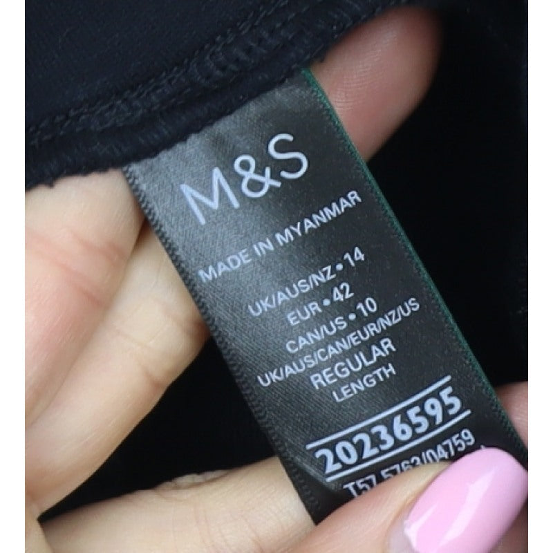 Marks and Spencer Women Black UK 14 Regular Stretch Dress Trousers