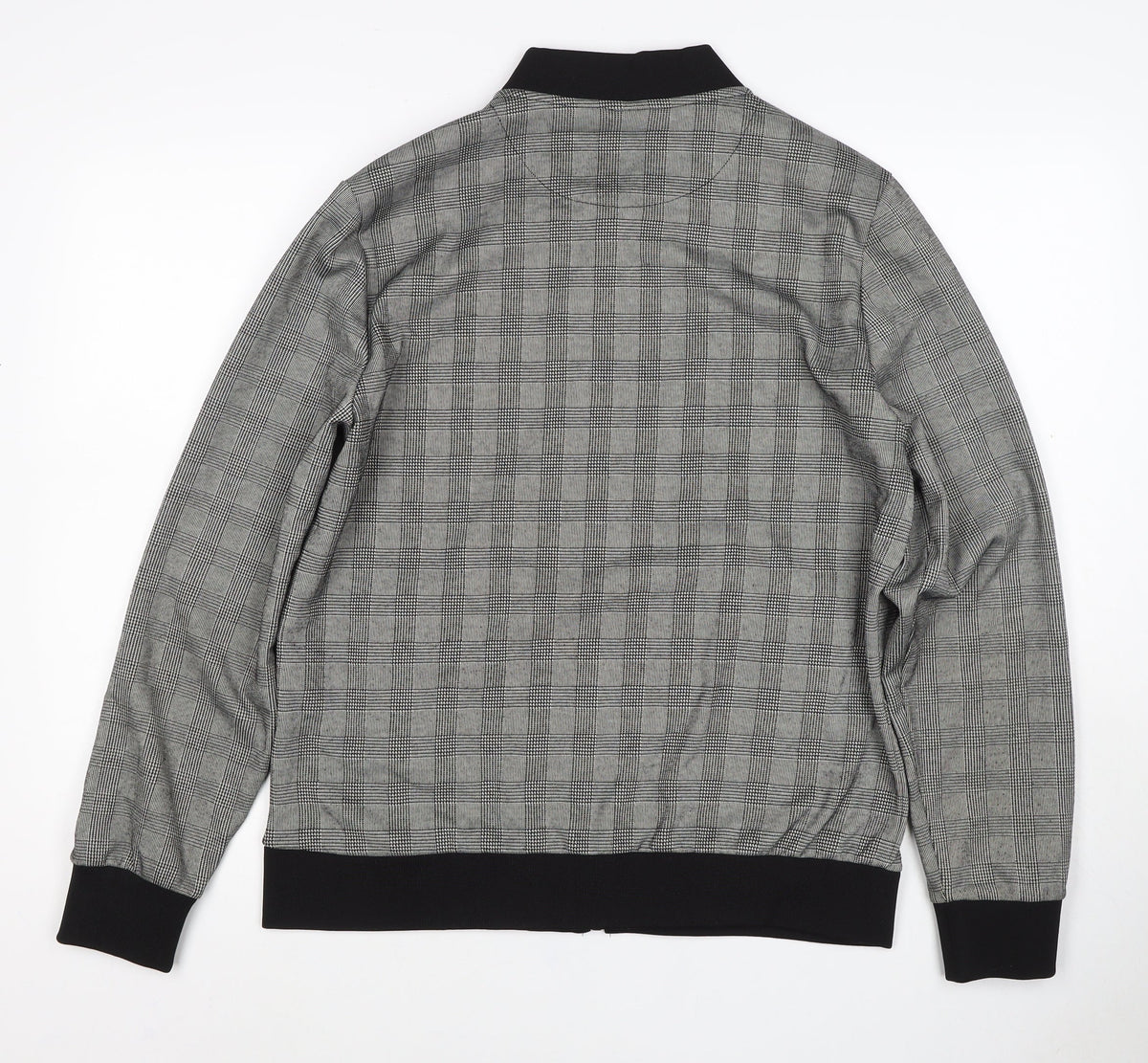H&M Men’s Grey Check Bomber Jacket Size M Full Zip