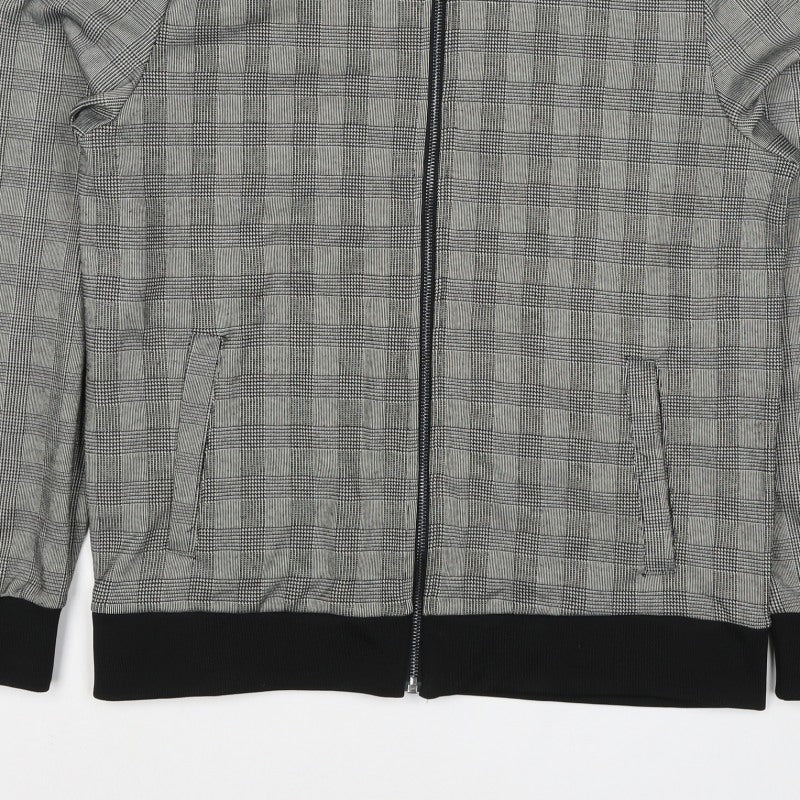 H&M Men’s Grey Check Bomber Jacket Size M Full Zip