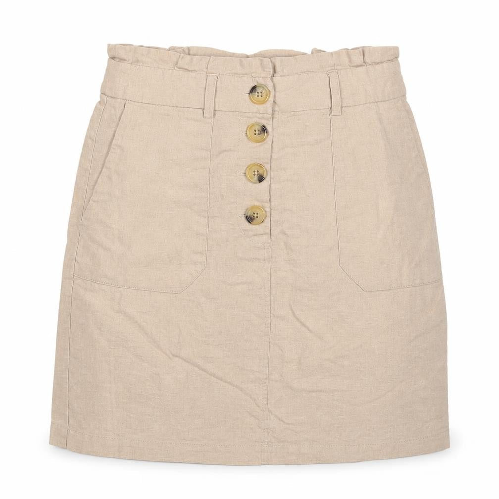 Oasis Women Beige UK 6 Linen Blend Button Front Mini Pencil Skirt