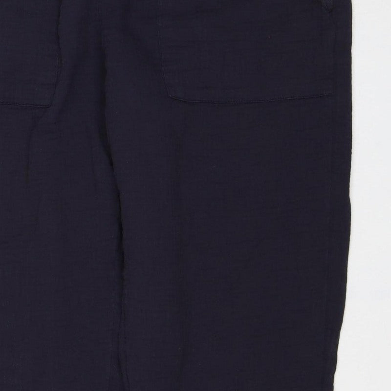 Per Una Women’s Navy Size 12 Cotton Elastic Waist Trousers