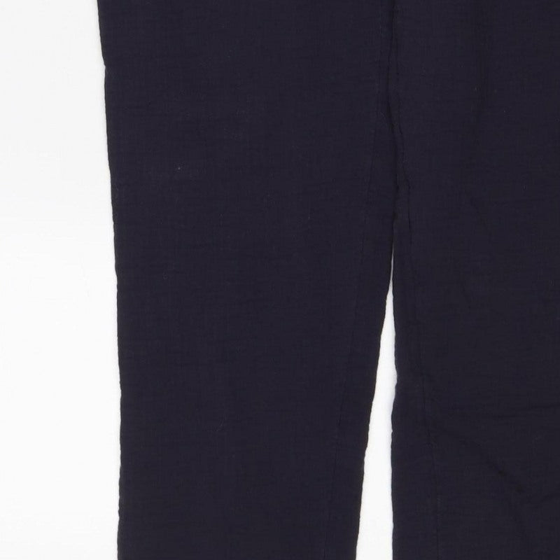 Per Una Women’s Navy Size 12 Cotton Elastic Waist Trousers