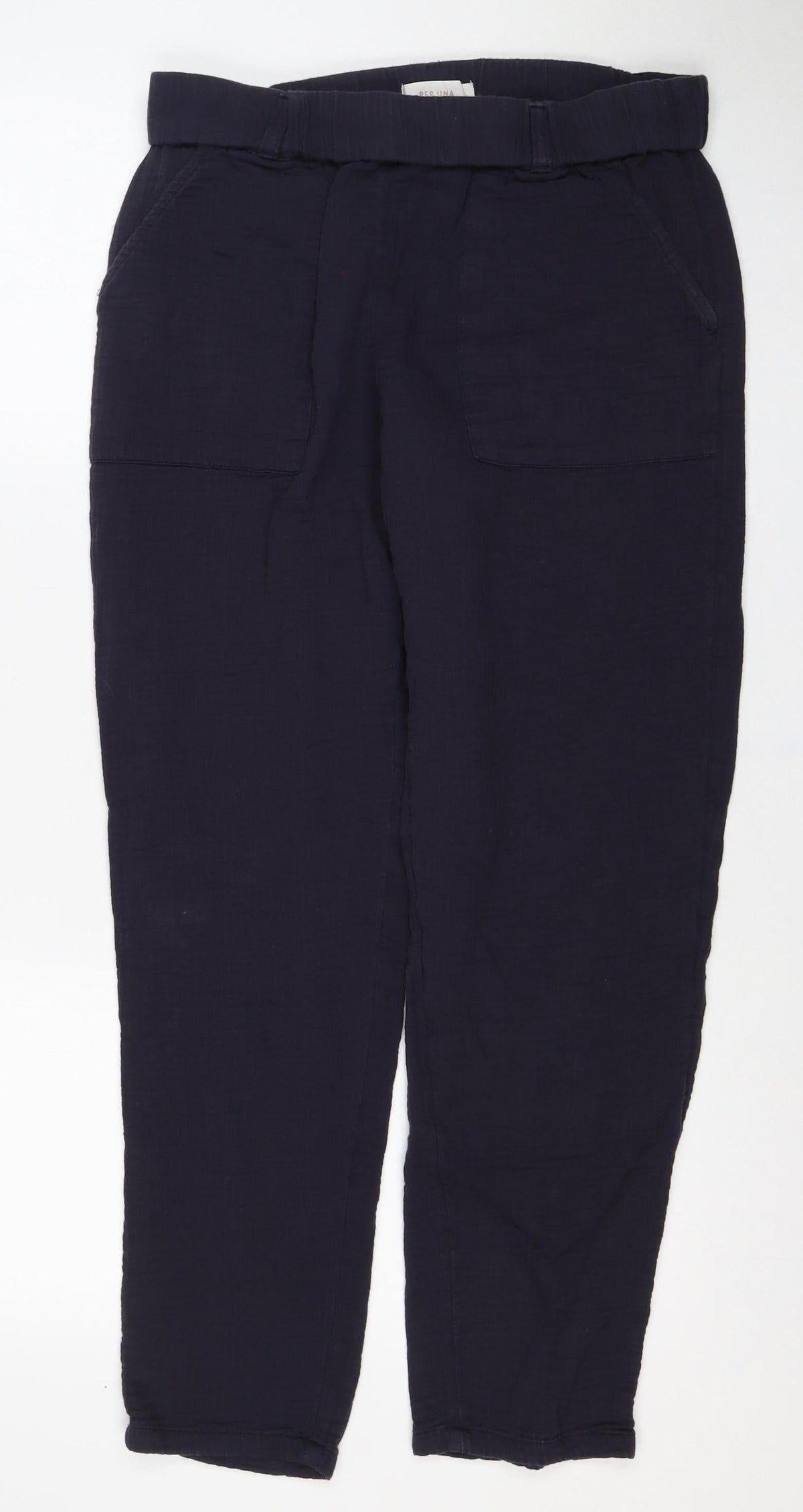 Per Una Women’s Navy Size 12 Cotton Elastic Waist Trousers
