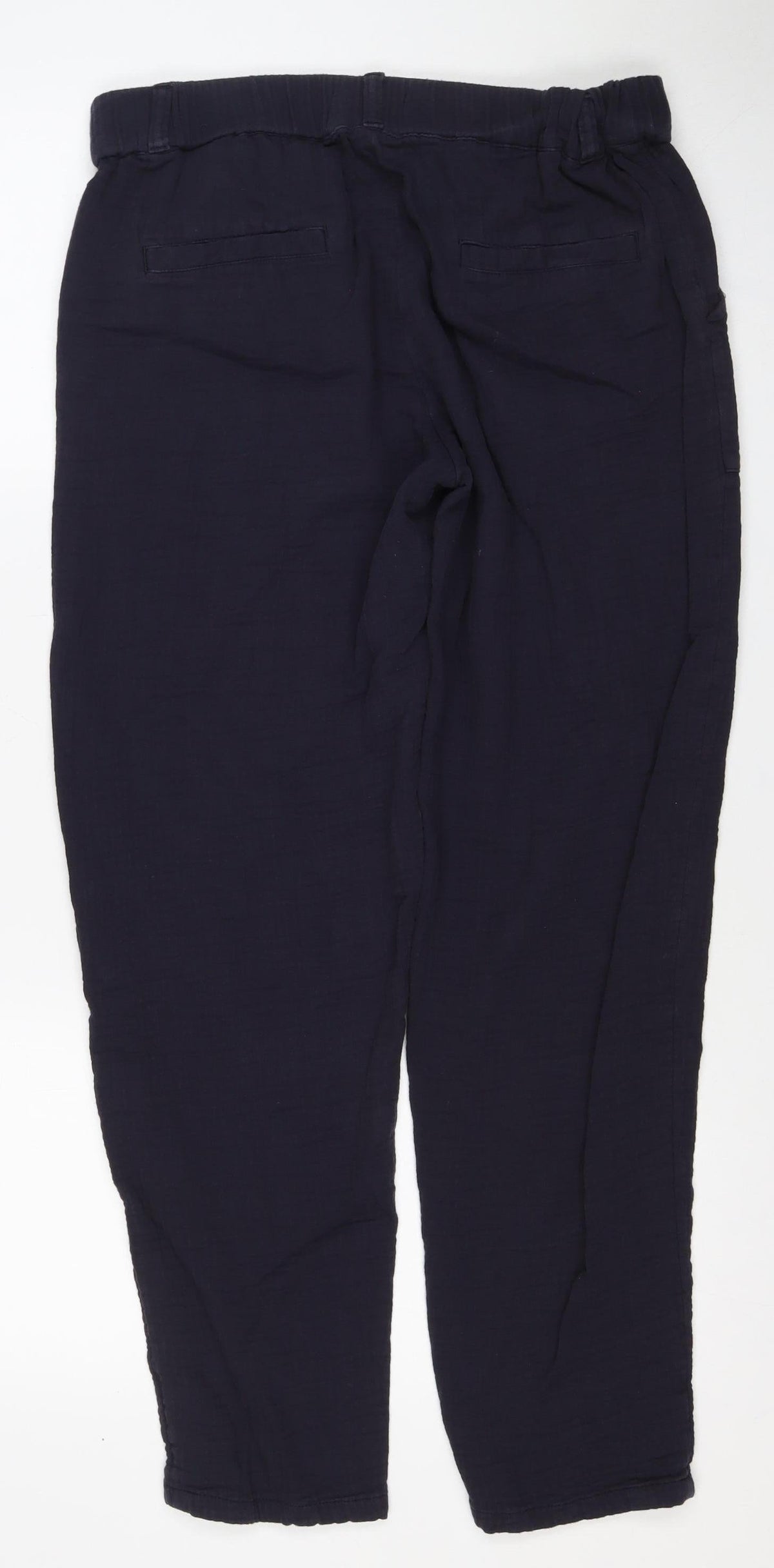 Per Una Women’s Navy Size 12 Cotton Elastic Waist Trousers