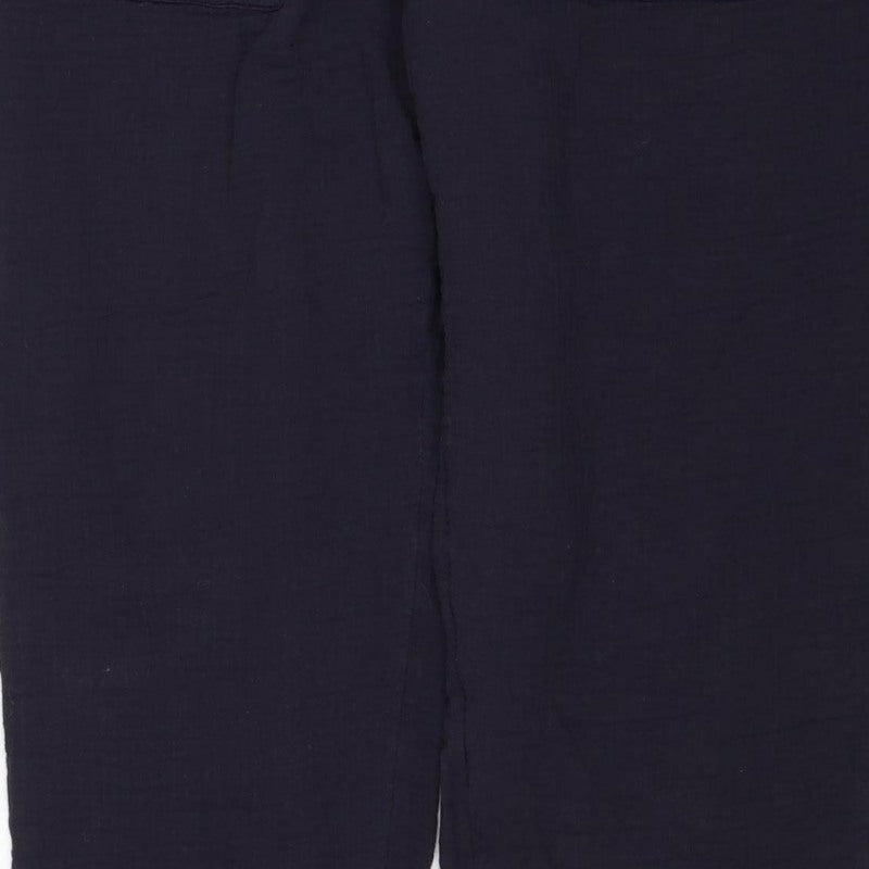 Per Una Women’s Navy Size 12 Cotton Elastic Waist Trousers