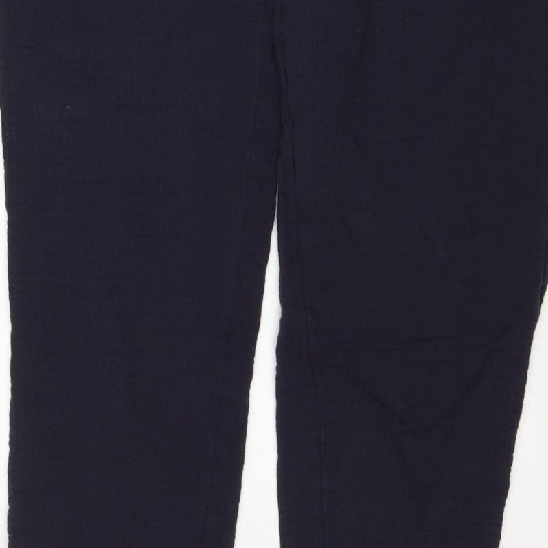 Per Una Women’s Navy Size 12 Cotton Elastic Waist Trousers