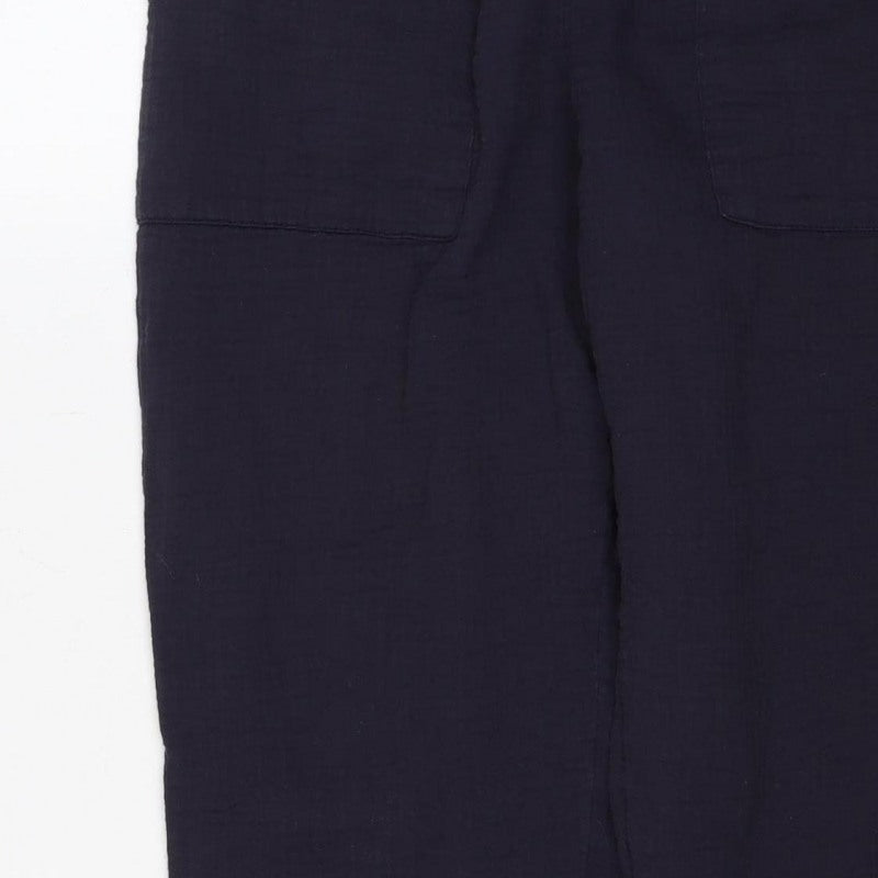 Per Una Women’s Navy Size 12 Cotton Elastic Waist Trousers