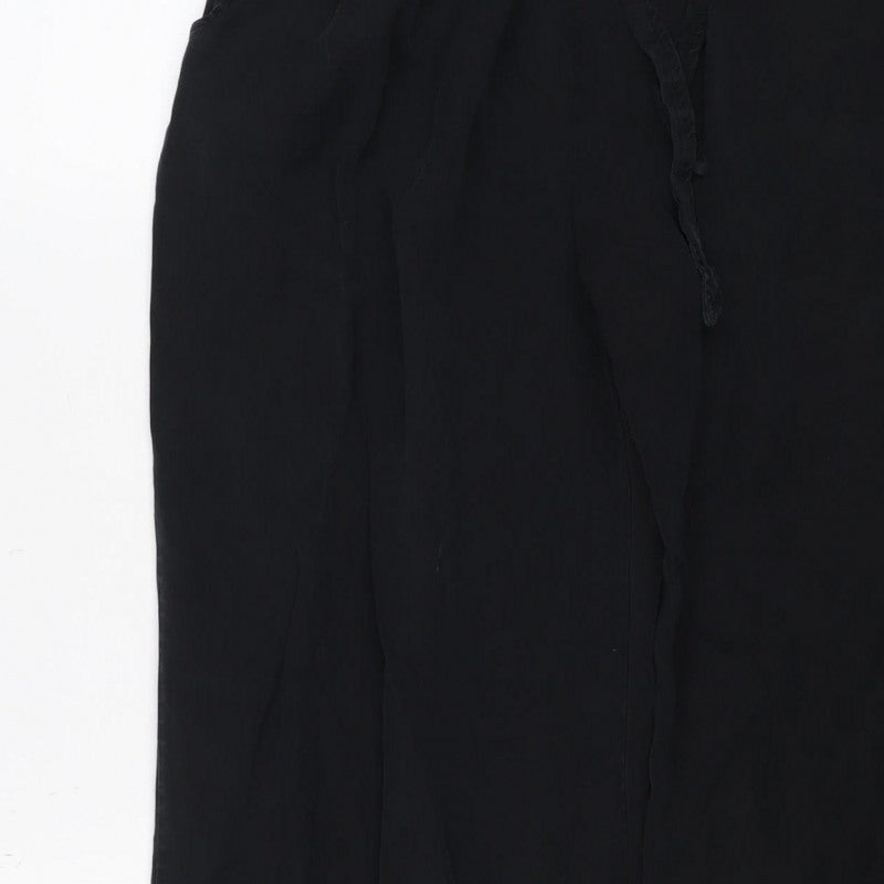 Saint + Sofia Women’s Black Modal Wide-Leg Drawstring Trousers UK 12