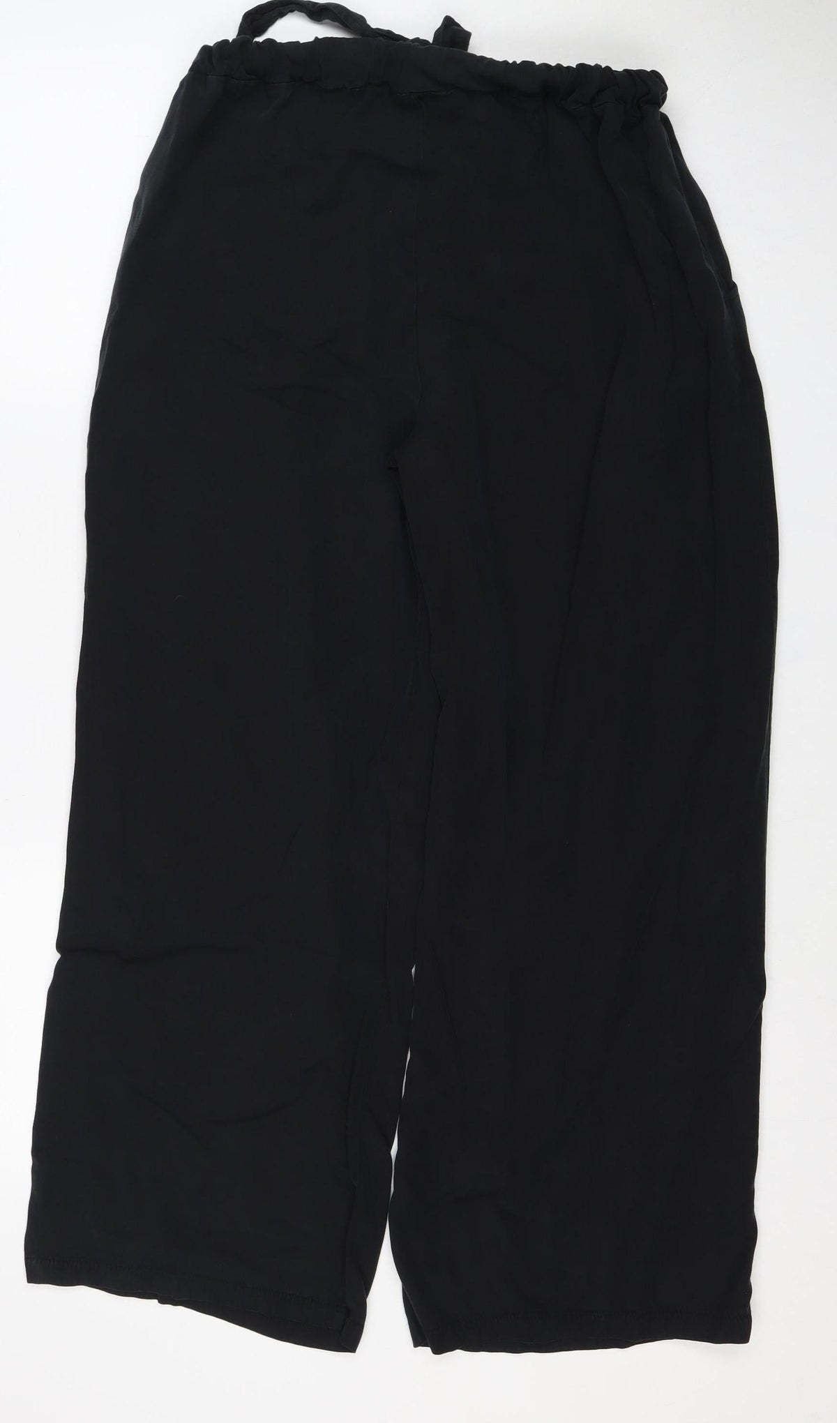 Saint + Sofia Women’s Black Modal Wide-Leg Drawstring Trousers UK 12