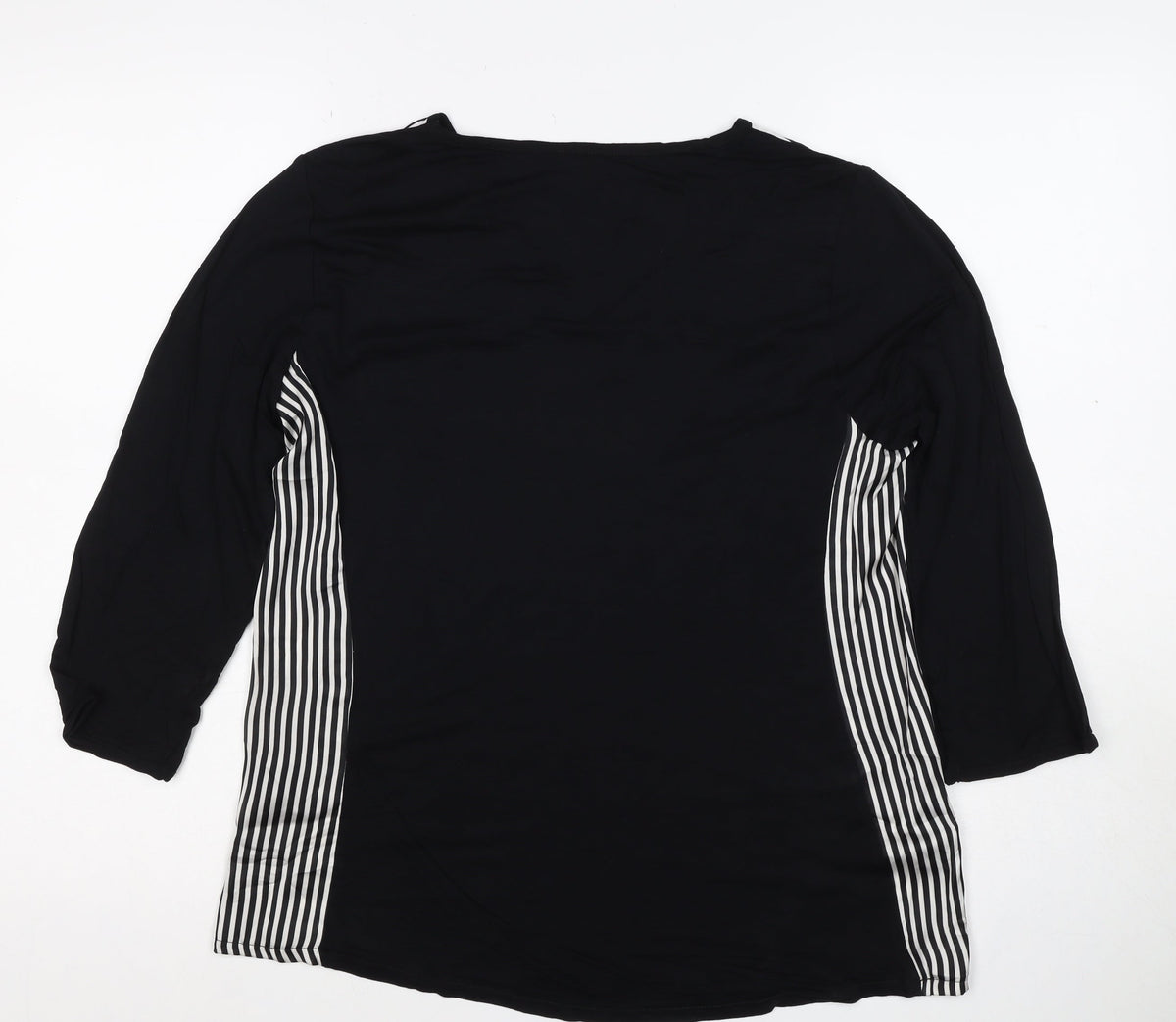 Next Women's Black White Striped Basic V-Neck Blouse UK 16