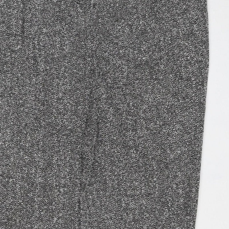 Next Women’s Grey Herringbone Trousers UK 12 Straight Smart Workwear