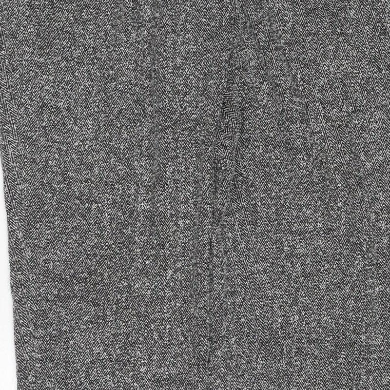 Next Women’s Grey Herringbone Trousers UK 12 Straight Smart Workwear