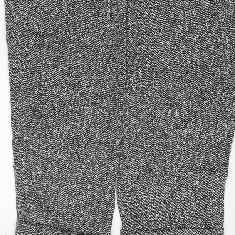 Next Women’s Grey Herringbone Trousers UK 12 Straight Smart Workwear