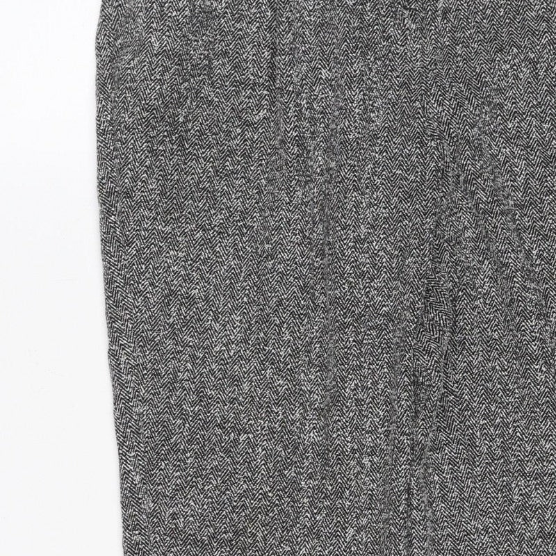 Next Women’s Grey Herringbone Trousers UK 12 Straight Smart Workwear
