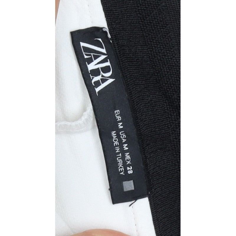 Zara Women White Elastic Waist Straight Trousers Size M Pockets