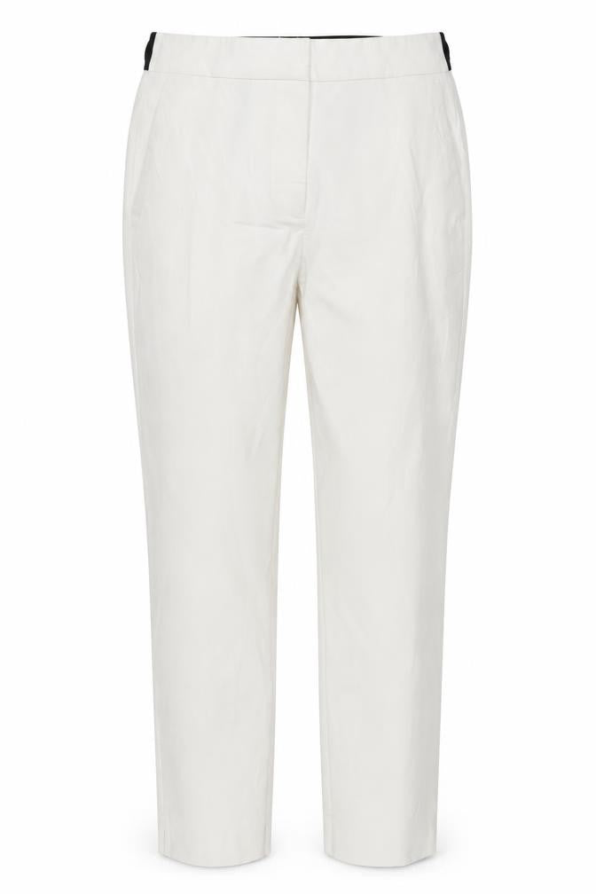 Zara Women White Elastic Waist Straight Trousers Size M Pockets