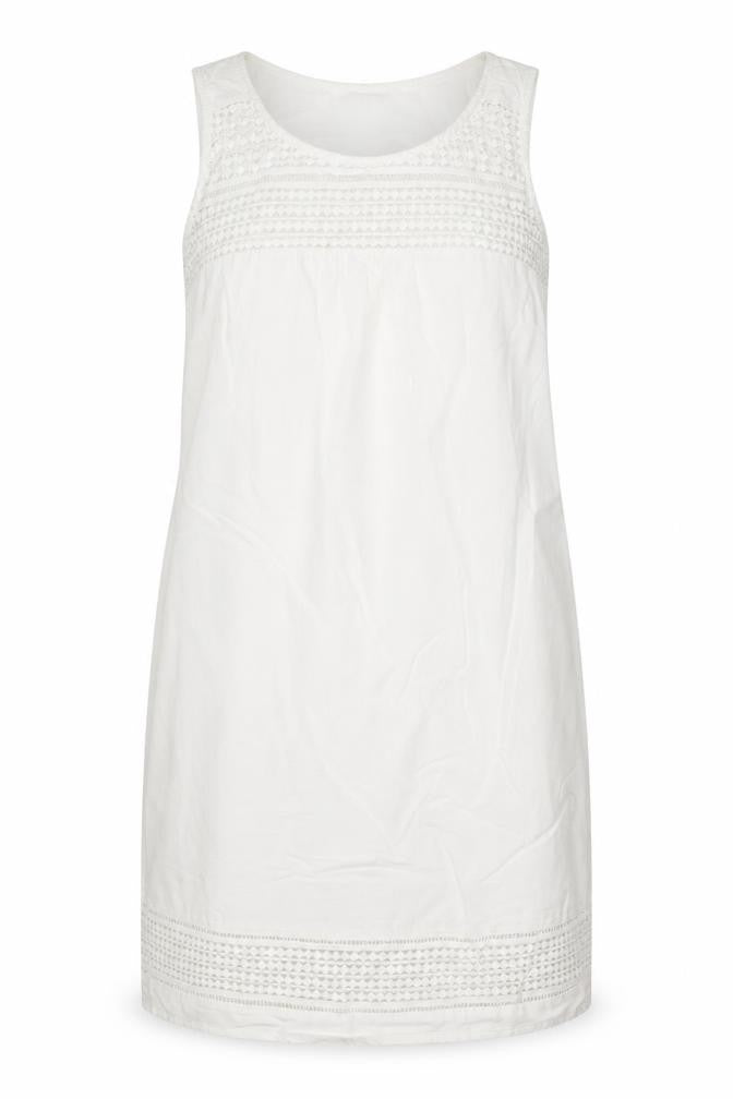 M&S Women Ivory UK 8 Knee Length Shift Linen Blend Crochet Dress
