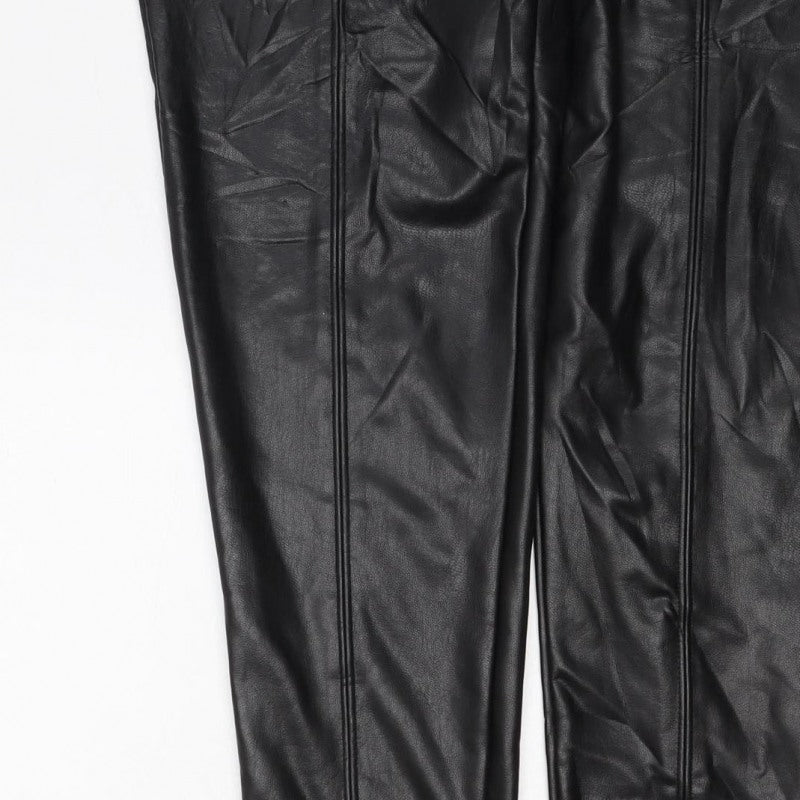 M&S Collection Women's Black UK 12 Faux Leather Stretch Leggings