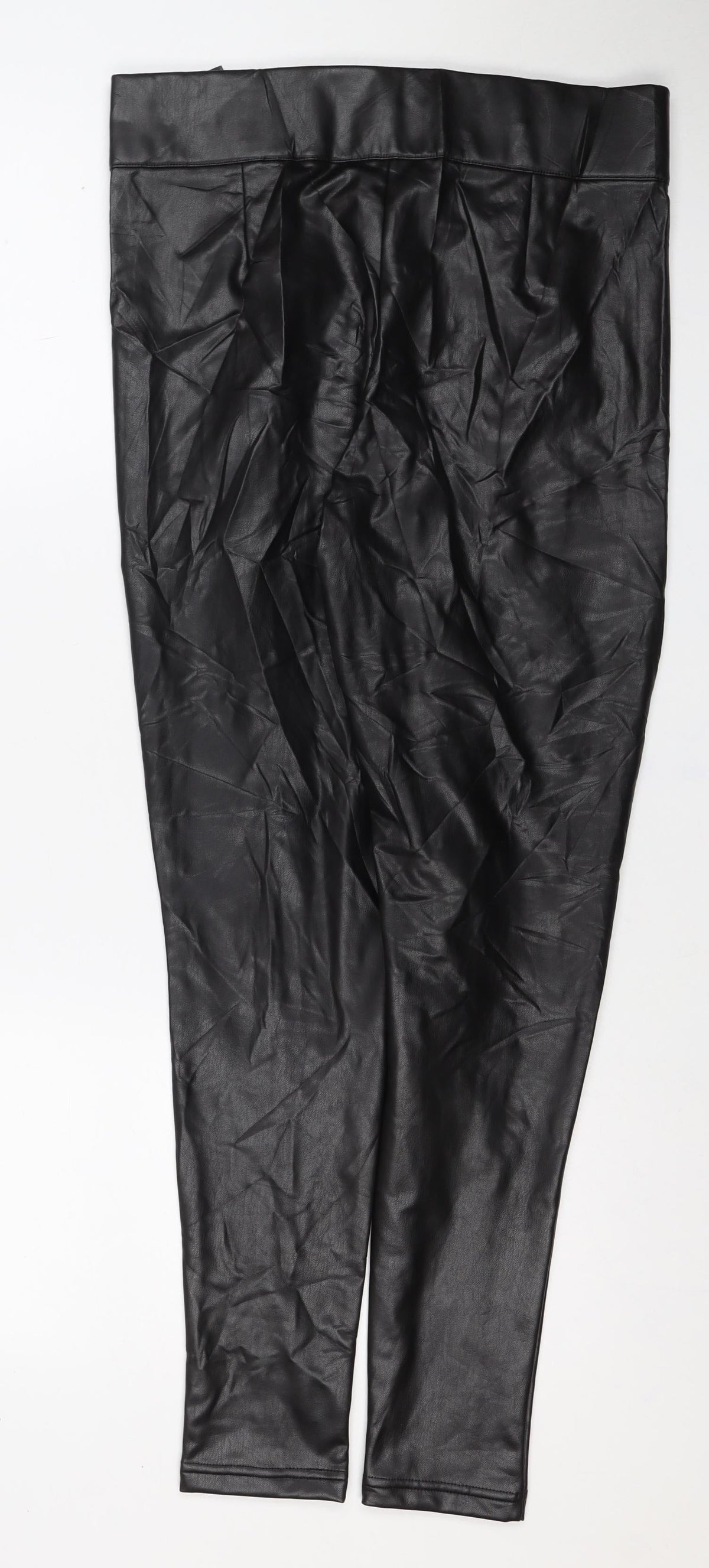 M&S Collection Women's Black UK 12 Faux Leather Stretch Leggings