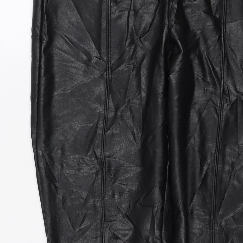 M&S Collection Women's Black UK 12 Faux Leather Stretch Leggings