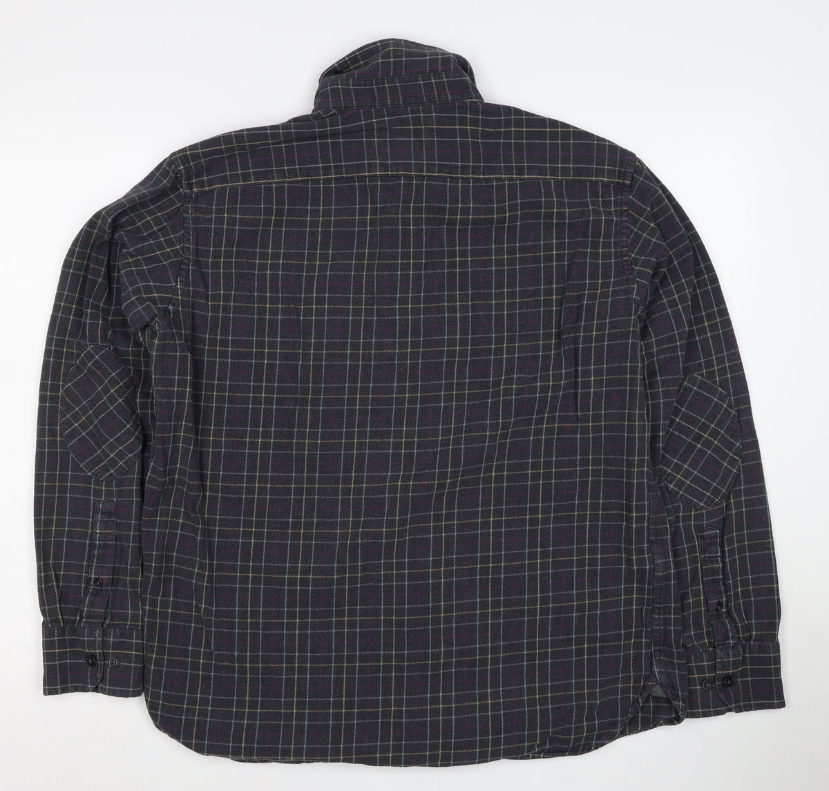 Blue Harbour Men’s Black Check Cotton Flannel Button-Down Shirt L Regular