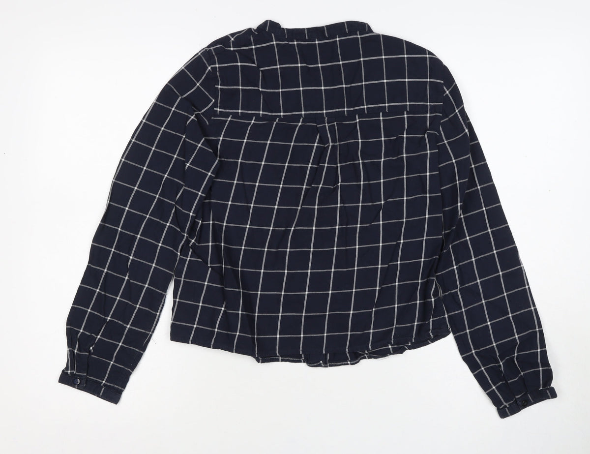 Marks and Spencer Women Blue UK 8 Petite Check Button-Up Shirt
