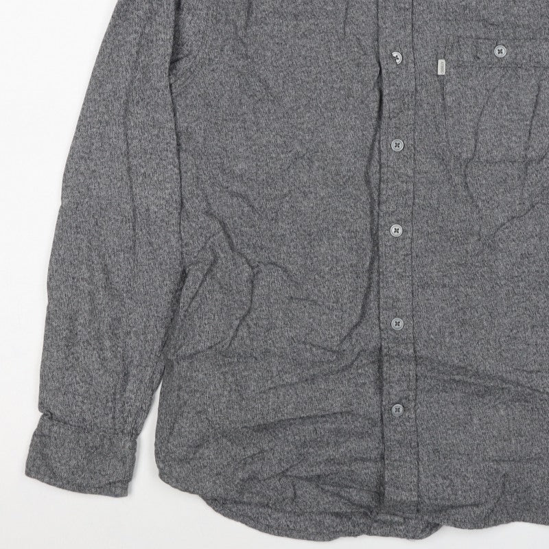 Croxley Men's Grey S Cotton Button-Down Long Sleeve Casual Shirt